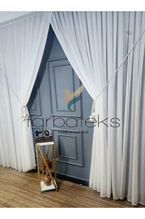 İnce Çizgili Modern Yeni Tasarım Yalancı Kruvaze Tül Perde