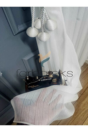 İnce Çizgili Modern Yeni Tasarım Yalancı Kruvaze Tül Perde