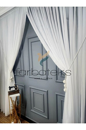 Düz Sade Krep Yeni Tasarım Yalancı Kruvaze Tül Perde