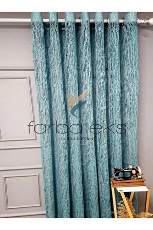 Mint Turkuaz Camkırıgı Rustik Tül Perde Kuşgözü Perde Rustik Tül Perde