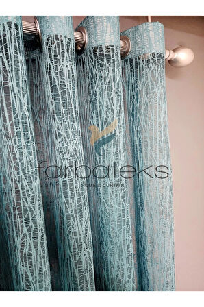 Mint Turkuaz Camkırıgı Rustik Tül Perde Kuşgözü Perde Rustik Tül Perde