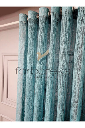 Mint Turkuaz Camkırıgı Rustik Tül Perde Kuşgözü Perde Rustik Tül Perde