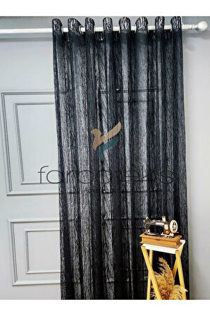 Siyah Camkırıgı Rustik Tül Perde Kuşgözü Perde Rustik Tül Perde