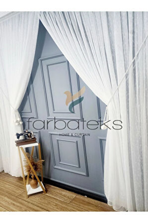 Yeni Keten Modern Tasarım Yalancı Yana Toplamalı Tiyatro Perdesi Tül Perde