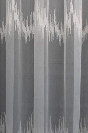 Farbateks Dikim Zigzag Kort Işlemeli 1e2Kat Pileli Tül Perde