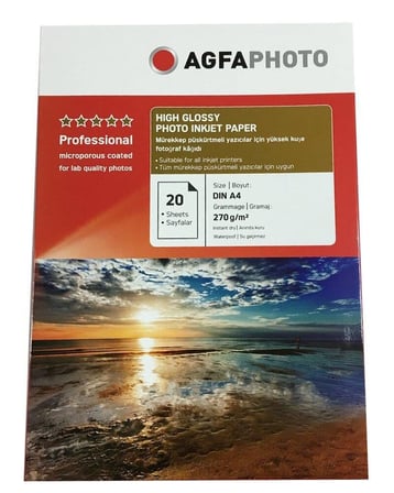 Premium Agfaphoto Fotoğraf Kağıdı 270Gr 20'li A4 Inkjet Kağıt Parlak Hobi Kırtasiye Ofis