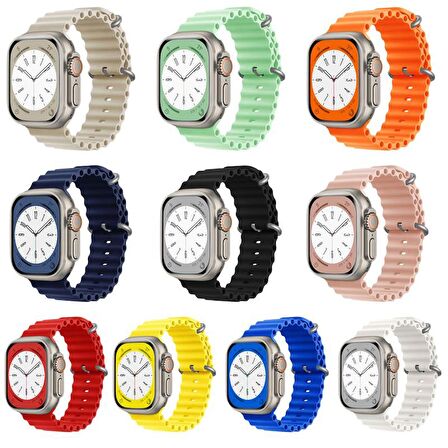 Forzacase Apple Watch Serisi 38-40-41 mm Uyumlu Oluklu Silikon Kordon Kayış - FC006