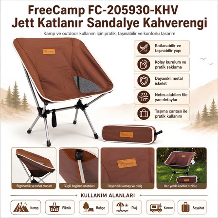 FreeCamp FC-205930-KHV Jett Katlanır Sandalye Kahverengi