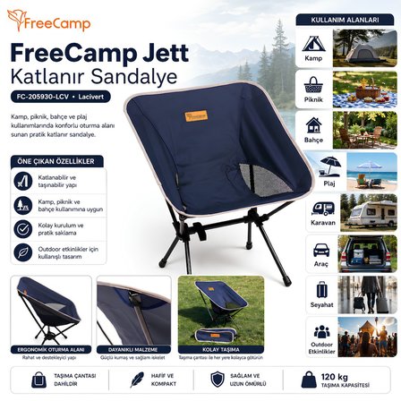FreeCamp FC-205930-LCV Jett Katlanır Sandalye Lacivert