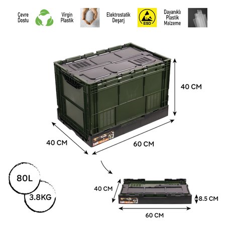 Freecamp Fc-205987-80 Katlanır Kamp Kasası Kapaklı 80 Litre