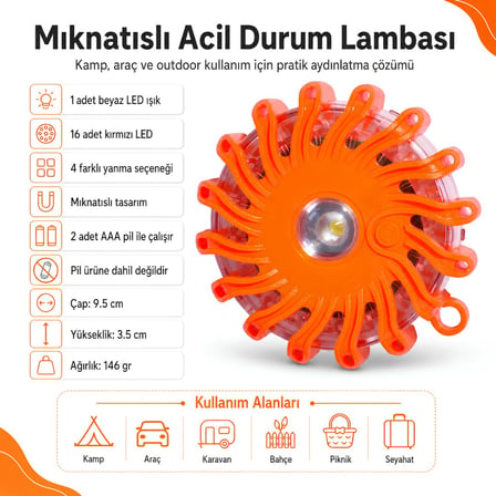 FreeCamp FC-380190 Mıknatıslı Acil Durum Lambası