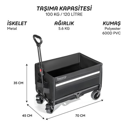 FreeCamp FC-NEST-300 Katlanır Kilit Tekerli Wagon Araba