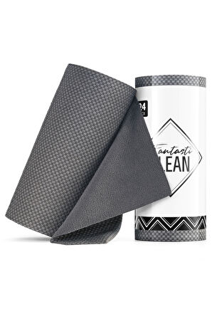 Çok Amaçlı Rulo Mikrofiber Temizlik Bezi 30x30 24 Yapraklı Desenli Gri