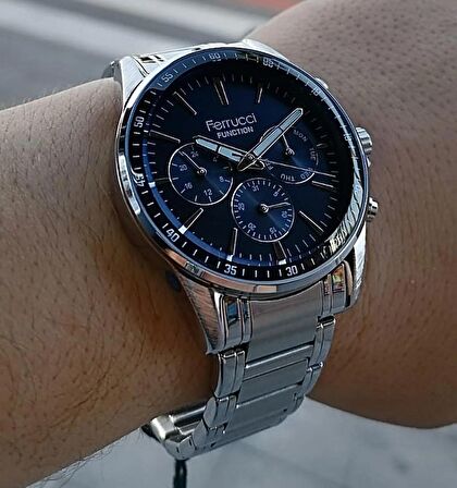 Ferrucci Erkek Kol Saati 3 ATM Su Geçirmez Fonksiyonları Aktif Paslanmaz Çelik Makine Garantili