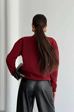 BİSİKLET YAKA ŞARDONLU TRİKO KAZAK