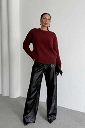 BİSİKLET YAKA ŞARDONLU TRİKO KAZAK