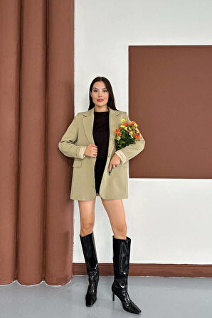 KRUVAZE YAKA İÇİ ÇİZGİ DESEN ASTARLI BLAZER CEKET MARKA MUADİL