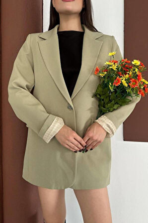 KRUVAZE YAKA İÇİ ÇİZGİ DESEN ASTARLI BLAZER CEKET MARKA MUADİL