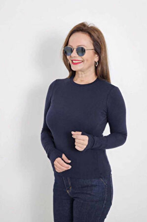 OYSHO BİSİKLET YAKA BASİC PARMAK GEÇİRMELİ UZUN KOLLU BODY