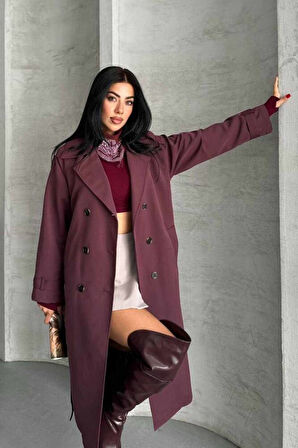 TRENÇKOT UZUN BOY KUŞAKLI VE ASTARLI PREMIUM KALİTE