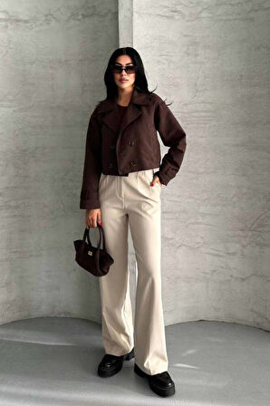 TRENÇKOT CROP PREMIUM KALİTE ASTARLI