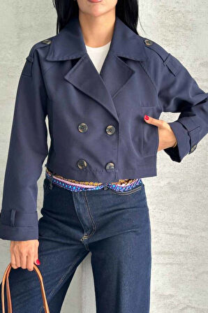 TRENÇKOT CROP PREMIUM KALİTE ASTARLI