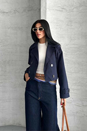 TRENÇKOT CROP PREMIUM KALİTE ASTARLI