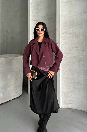 TRENÇKOT CROP PREMIUM KALİTE ASTARLI