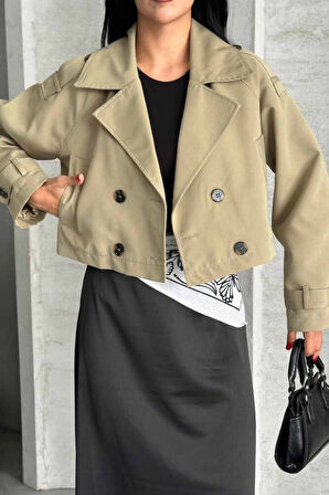 TRENÇKOT CROP PREMIUM KALİTE ASTARLI