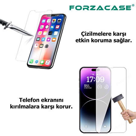 Forzacase iPhone 17 Pro ile uyumlu Temperli Kırılmaz Cam Ekran Koruyucu - FC002