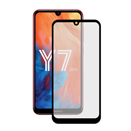 Forzacase Huawei Y7 2019 ile uyumlu Çerçeveli Tam Kaplayan Temperli Ekran Koruyucu - FC003