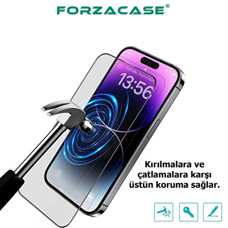 Forzacase iPhone SE 2022 ile uyumlu Çerçeveli Tam Kaplayan Temperli Ekran Koruyucu - FC003