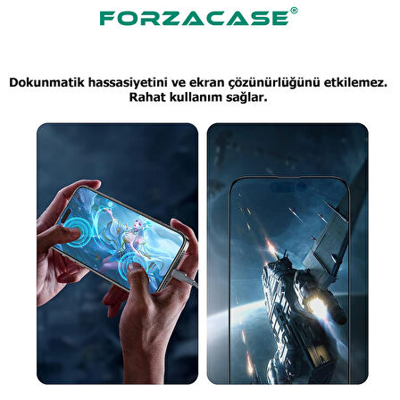 Forzacase iPhone 16 uyumlu Çerçeveli Tam Kaplayan Temperli Ekran Koruyucu - FC003