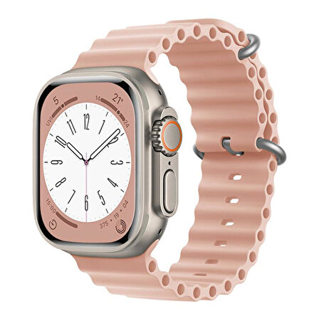 Forzacase Apple Watch 10 42mm için Oluklu Ocean Silikon Kordon Kayış - FC006