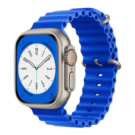 Forzacase Apple Watch 12 42mm için Oluklu Ocean Silikon Kordon Kayış - FC006
