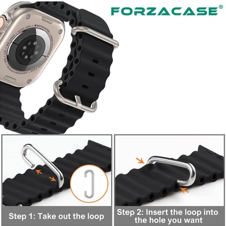 Forzacase Apple Watch Ultra 4 49mm ile uyumlu Oluklu Ocean Silikon Kordon Kayış - FC007