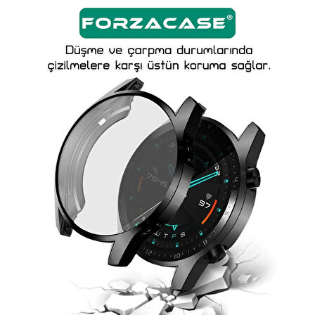 Forzacase Huawei Watch GT 2 46mm ile uyumlu Önü Kapalı Ekran Korumalı Silikon Kılıf - FC010