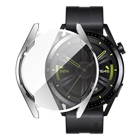 Forzacase Huawei Watch GT 3 46mm ile uyumlu Önü Kapalı Ekran Korumalı Silikon Kılıf - FC010