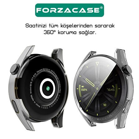 Forzacase Huawei Watch GT 3 46mm ile uyumlu Önü Kapalı Ekran Korumalı Silikon Kılıf - FC010