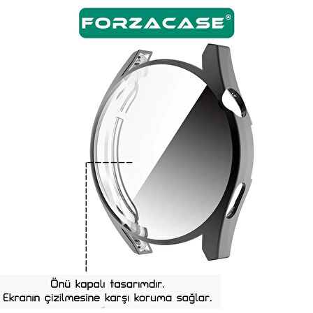 Forzacase Huawei Watch GT 3 46mm ile uyumlu Önü Kapalı Ekran Korumalı Silikon Kılıf - FC010