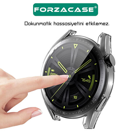 Forzacase Huawei Watch GT 3 46mm ile uyumlu Önü Kapalı Ekran Korumalı Silikon Kılıf - FC010
