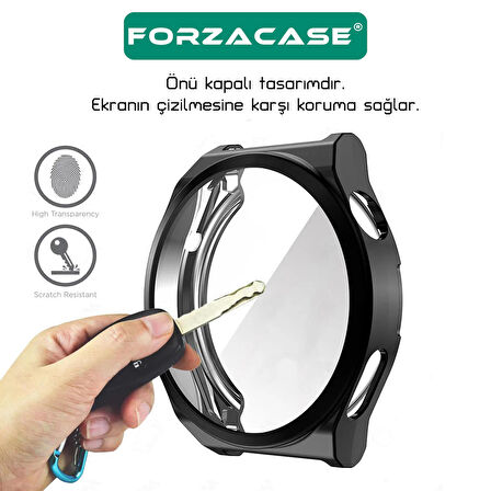 Forzacase Huawei Watch GT 3 Pro 46mm ile uyumlu Önü Kapalı Ekran Korumalı Silikon Kılıf - FC010