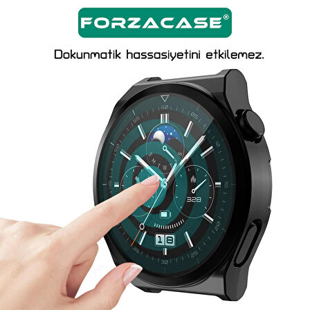 Forzacase Huawei Watch GT 3 Pro 46mm ile uyumlu Önü Kapalı Ekran Korumalı Silikon Kılıf - FC010