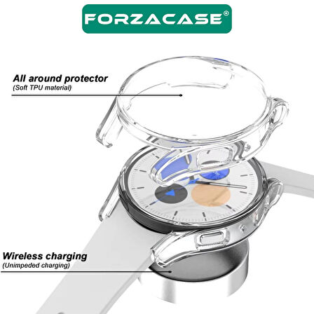 Forzacase Samsung Galaxy Watch 7 44mm ile uyumlu Önü Kapalı Ekran Korumalı Silikon Kılıf - FC010