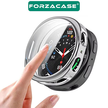 Forzacase Samsung Galaxy Watch 8 44mm ile uyumlu Önü Kapalı Ekran Korumalı Silikon Kılıf - FC010