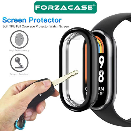 Forzacase Xiaomi Smart Band 10 ile uyumlu Önü Kapalı Ekran Korumalı Silikon Kılıf - FC010