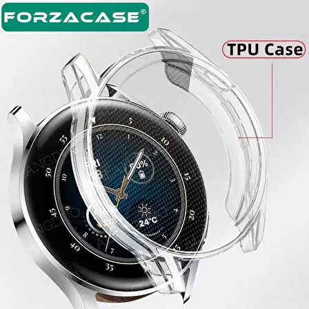 Forzacase Huawei Watch 4 Pro ile uyumlu Önü Kapalı Ekran Korumalı Silikon Kılıf - FC010