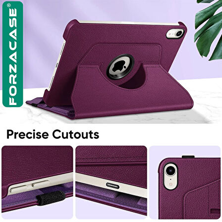 Forzacase iPad Mini 7 (A17 Pro) 2024 8.3 inch ile uyumlu 360 Derece Döner Standlı Kılıf - FC012