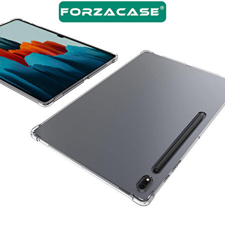 Forzacase Samsung Galaxy Tab S9 FE Plus 12.4’’ ile uyumlu Anti Shock Silikon Kılıf Şeffaf - FC014