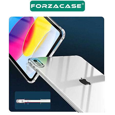 Forzacase iPad 10. Nesil 10.9 inch 2022 A2757 ile uyumlu Anti Shock Silikon Kılıf Şeffaf - FC014